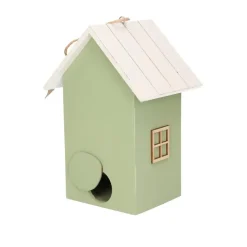 Boltze Vogelhuisje - groen met wit dak - hout nestkastje - 22 cm
