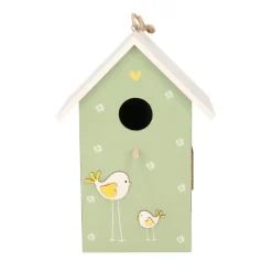Boltze Vogelhuisje - groen met wit dak - hout nestkastje - 22 cm