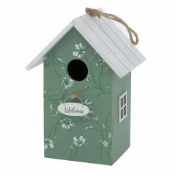 Boltze Vogelhuisje - groen met wit - houten nestkastje - 22 cm