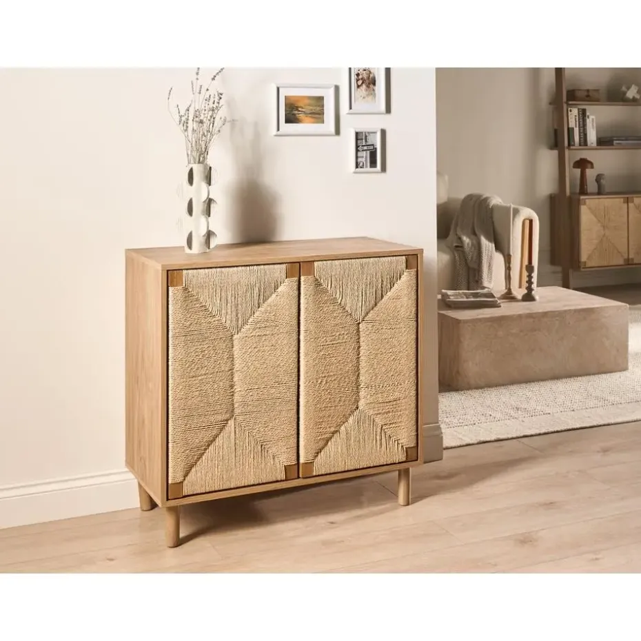 BONDI - Dressoir - Lichtbruin - 80 cm - Spaanplaat/Papiertouw