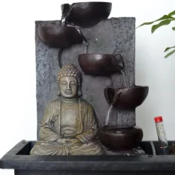 Bonsai met Buddha - Set van 2 - Bonsai - Hoogte 25-35cm - ⌀29cm