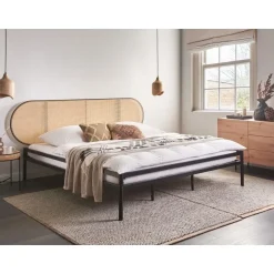 BOULIN - Tweepersoonsbed - Zwart - 180 x 200 cm - PE rotan