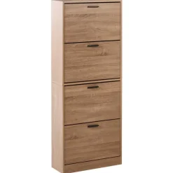 BOWRAL - Schoenenkast 4 vakken - Lichtbruin - Vezelplaat