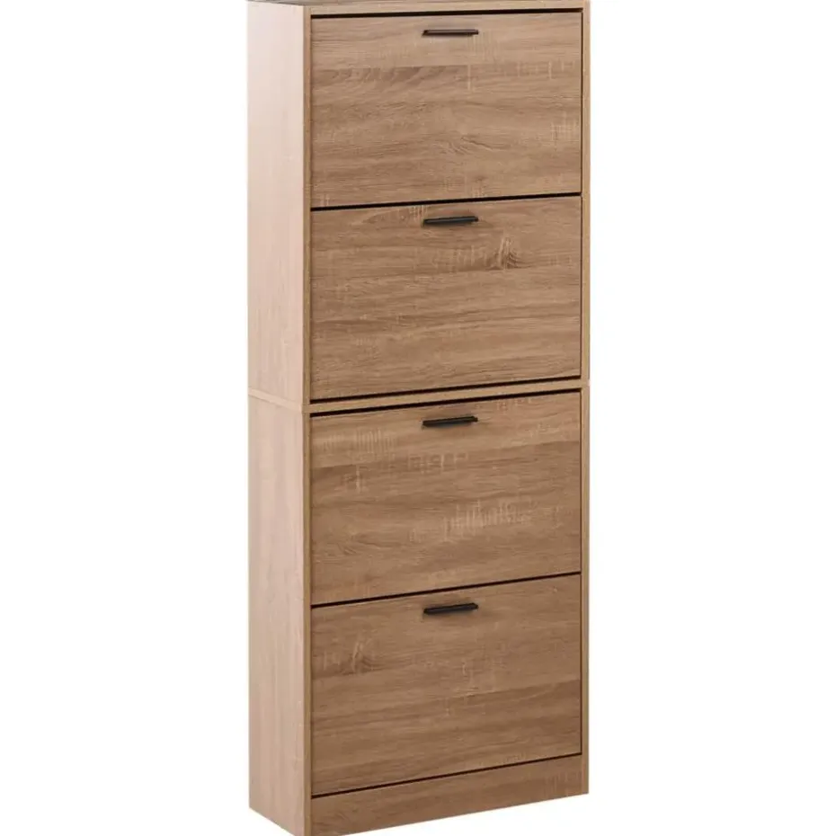 BOWRAL - Schoenenkast 4 vakken - Lichtbruin - Vezelplaat