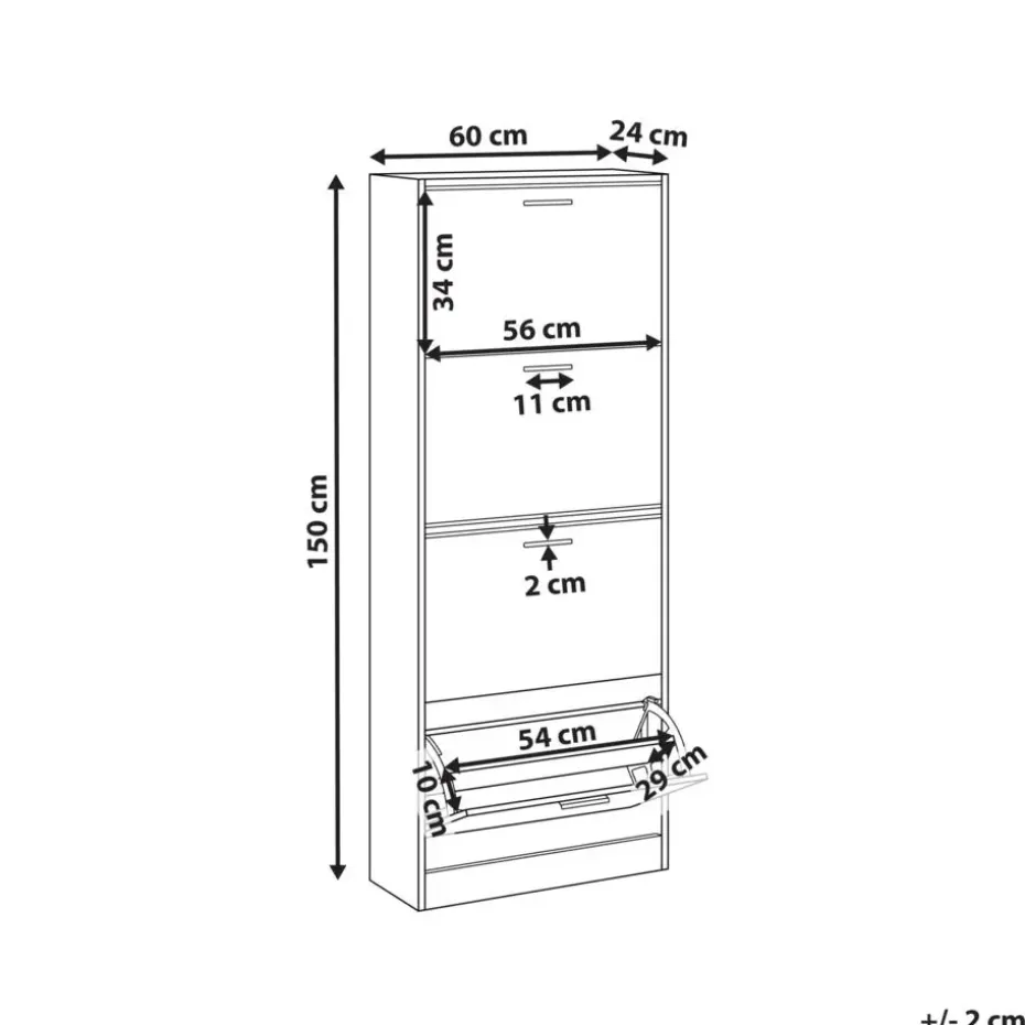 BOWRAL - Schoenenkast 4 vakken - Lichtbruin - Vezelplaat