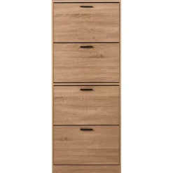 BOWRAL - Schoenenkast 4 vakken - Lichtbruin - Vezelplaat