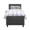 Boxspring Liv egaal - antraciet - 90x200 cm - ronde poot