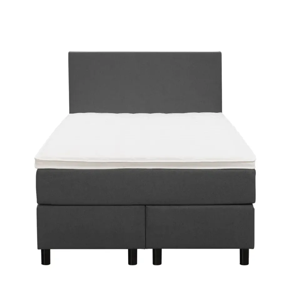 Boxspring Liv egaal - antraciet - 120x200 cm - ronde poot