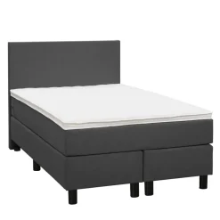 Boxspring Liv egaal - antraciet - 120x200 cm - ronde poot