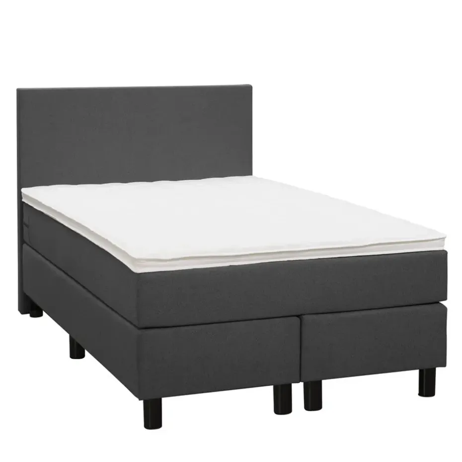 Boxspring Liv egaal - antraciet - 120x200 cm - ronde poot
