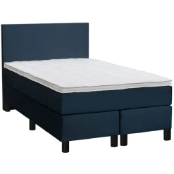 Boxspring Liv egaal - blauw - 120x200 cm - ronde poot