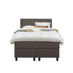 Boxspring Liv egaal - donkerbruin - 120x200 cm - ronde poot