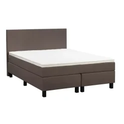 Boxspring Liv egaal - donkerbruin - 140x200 cm - vierkante poot