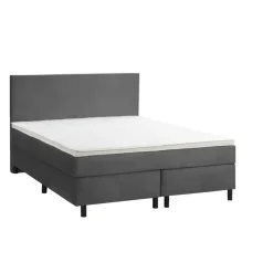 Boxspring Liv egaal - grijs - 140x200 cm - ronde poot