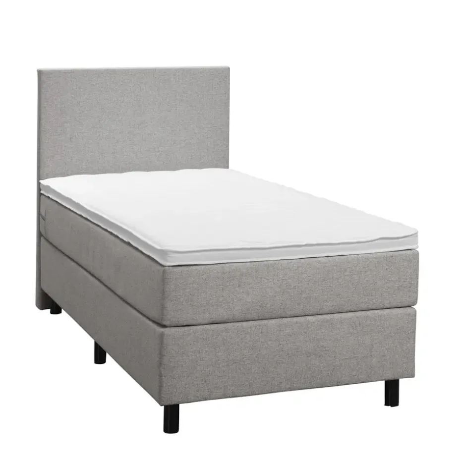 Boxspring Liv egaal - lichtgrijs - 90x200 cm - ronde poot
