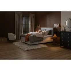 Boxspring Liv egaal - lichtgrijs - 140x200 cm - ronde poot