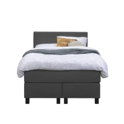 Boxspring Liv geblokt - antraciet - 120x200 cm - vierkante poot