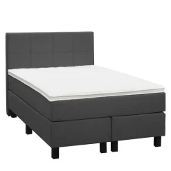 Boxspring Liv geblokt - antraciet - 120x200 cm - vierkante poot
