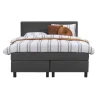 Boxspring Liv geblokt - antraciet - 140x200 cm - vierkante poot