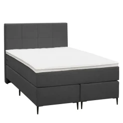 Boxspring Liv geblokt - antraciet - 120x200 cm - slanke poot