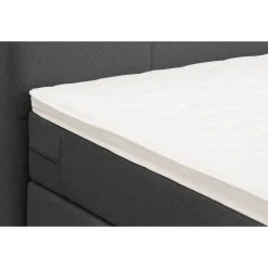 Boxspring Liv geblokt - antraciet - 90x200 cm - ronde poot