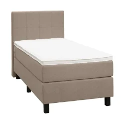 Boxspring Liv geblokt - beige - 90x200 cm - vierkante poot