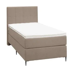 Boxspring Liv geblokt - beige - 90x200 cm - slanke poot
