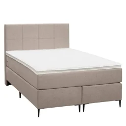 Boxspring Liv geblokt - beige - 120x200 cm - slanke poot
