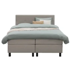 Boxspring Liv geblokt - beige - 180x200 cm - vierkante poot