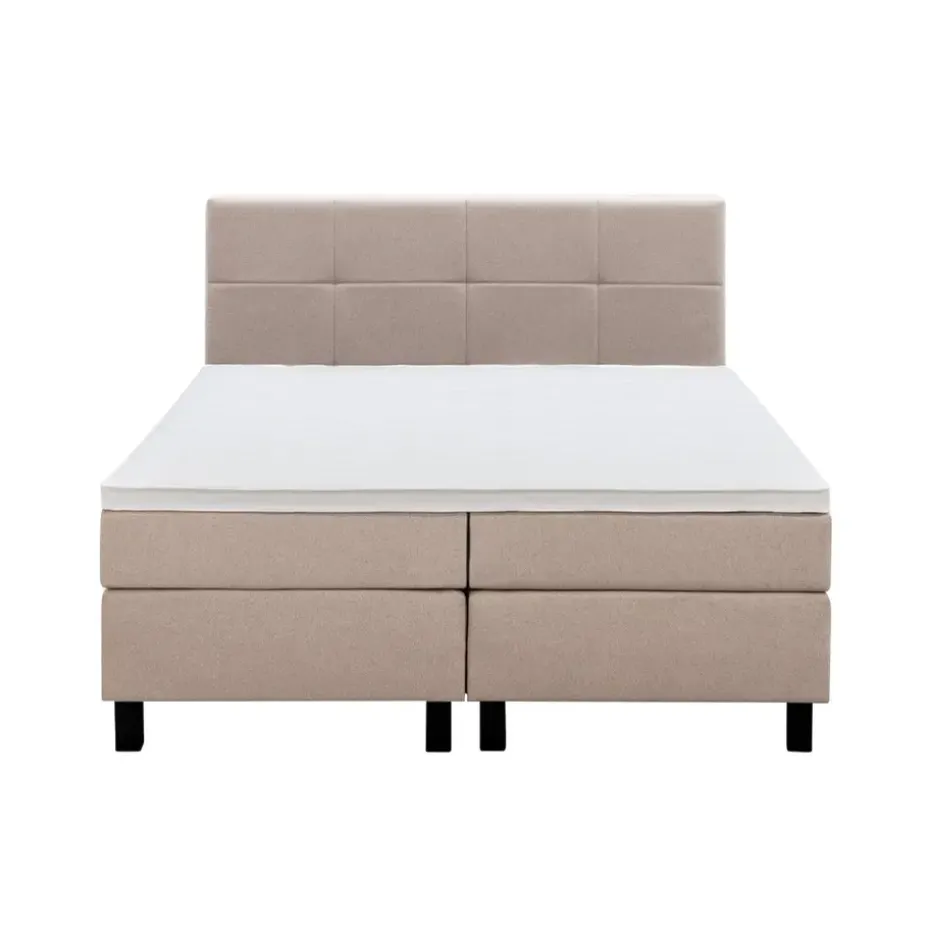 Boxspring Liv geblokt - beige - 180x200 cm - vierkante poot