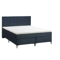 Boxspring Liv geblokt - blauw - 140x200 cm - slanke poot