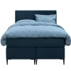 Boxspring Liv geblokt - blauw - 120x200 cm - slanke poot
