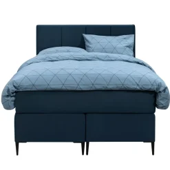 Boxspring Liv geblokt - blauw - 120x200 cm - slanke poot