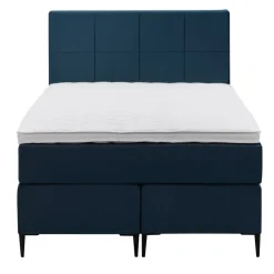 Boxspring Liv geblokt - blauw - 120x200 cm - slanke poot