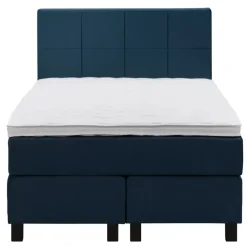 Boxspring Liv geblokt - blauw - 120x200 cm - vierkante poot