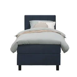 Boxspring Liv geblokt - blauw - 90x200 cm - vierkante poot