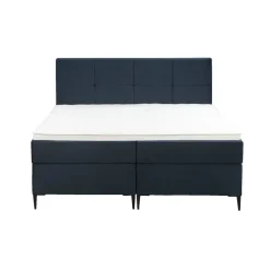 Boxspring Liv geblokt - blauw - 160x200 cm - slanke poot