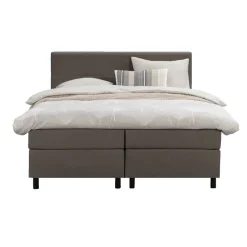Boxspring Liv geblokt - donkerbruin - 160x200 cm - ronde poot