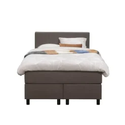 Boxspring Liv geblokt - donkerbruin - 120x200 cm - ronde poot