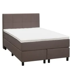 Boxspring Liv geblokt - donkerbruin - 120x200 cm - ronde poot