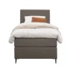 Boxspring Liv geblokt - donkerbruin - 90x200 cm - slanke poot