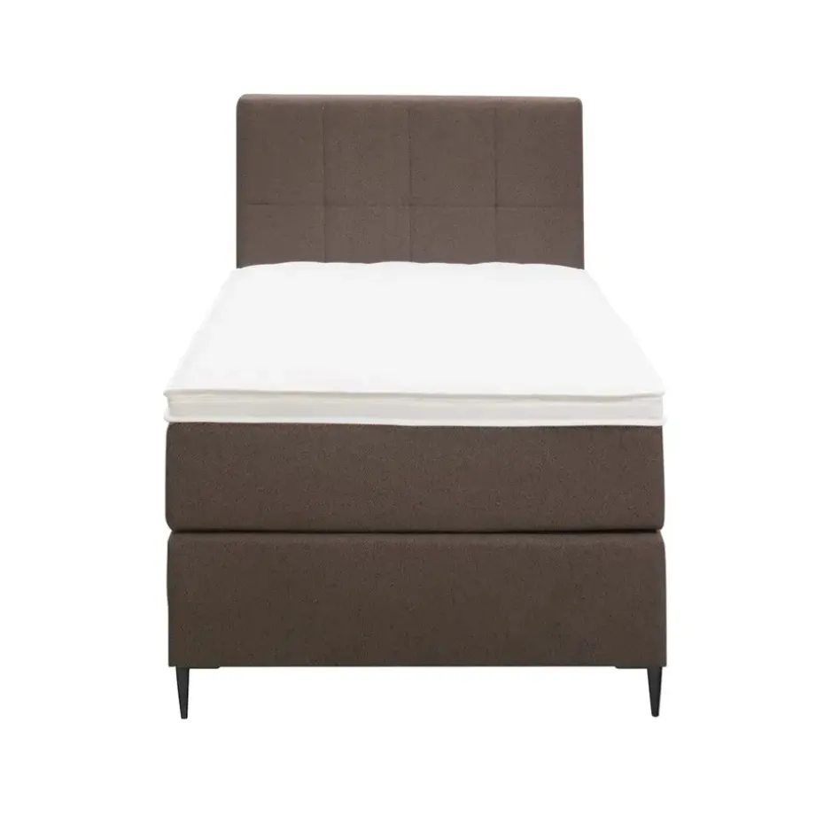 Boxspring Liv geblokt - donkerbruin - 90x200 cm - slanke poot