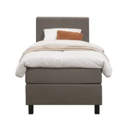 Boxspring Liv geblokt - donkerbruin - 90x200 cm - vierkante poot