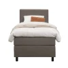 Boxspring Liv geblokt - donkerbruin - 90x200 cm - ronde poot