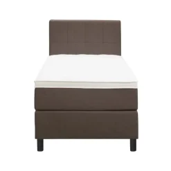 Boxspring Liv geblokt - donkerbruin - 90x200 cm - ronde poot