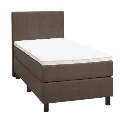 Boxspring Liv geblokt - donkerbruin - 90x200 cm - ronde poot