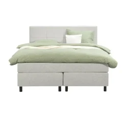 Boxspring Liv geblokt - ecru - 140x200 cm - ronde poot