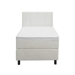Boxspring Liv geblokt - ecru - 90x200 cm - ronde poot