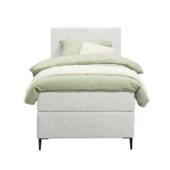 Boxspring Liv geblokt - ecru - 90x200 cm - slanke poot