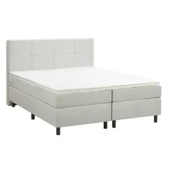 Boxspring Liv geblokt - ecru - 160x200 cm - ronde poot